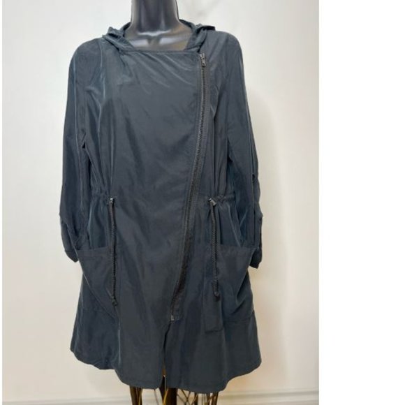 Divided by H&M Womens Zip-Up light Coat Long Sleeve Drawstring Size 8 Black - Picture 1 of 4